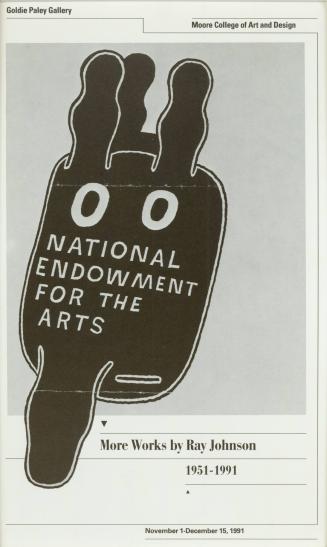 Exhibition announcement: More Works by Ray Johnson 1951-1991, Grace Paley Gallery, Moore College of Art and Design, November 1 - December 15, 1991