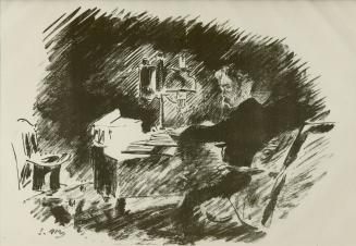 Once Upon a Midnight Dreary (Under the Lamp), illustration to The Raven by Edgar Allan Poe