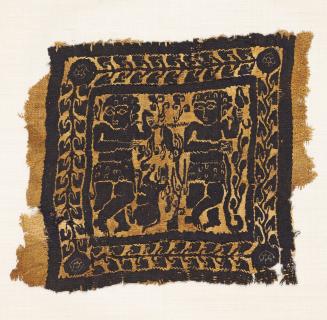 Tunic Fragment with Standing Hunters, Dog and Rabbit