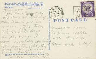 Postcard from Vic Mazoro, Yale University, New Haven, CT