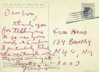 Postcard from Jim Dine, New York, NY