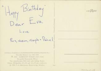 Birthday Postcard from Roz, Norm, Joseph, and Daniel