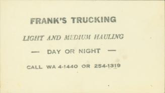 Business Card: Frank's Trucking