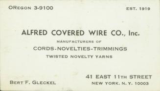Business Card: Alfred Covered Wire Co., Inc.