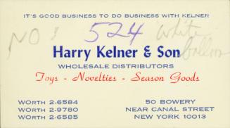 Business Card: Harry Kelner & Son