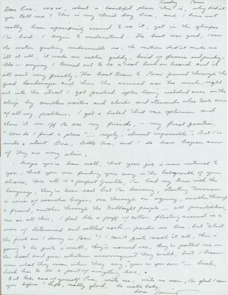 Letter from Irving Petlin to Eva Hesse