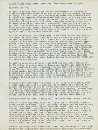 Letter from Judith Wilson Waldo Point to Eva Hesse