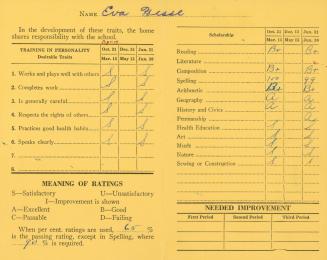 Report Card: Term February 1947