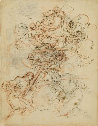 Adoration of the Cross by Two Deacons with Angels; Studies for Altarpiece with Immaculate Conception or Virgin in Glory (verso)