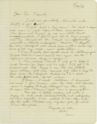 Letter from Eva Hesse to Dr. Helene Papanek